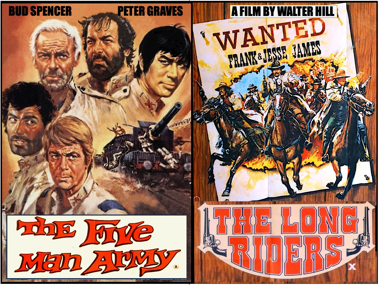 The Five Man Army + The Long Riders quad poster